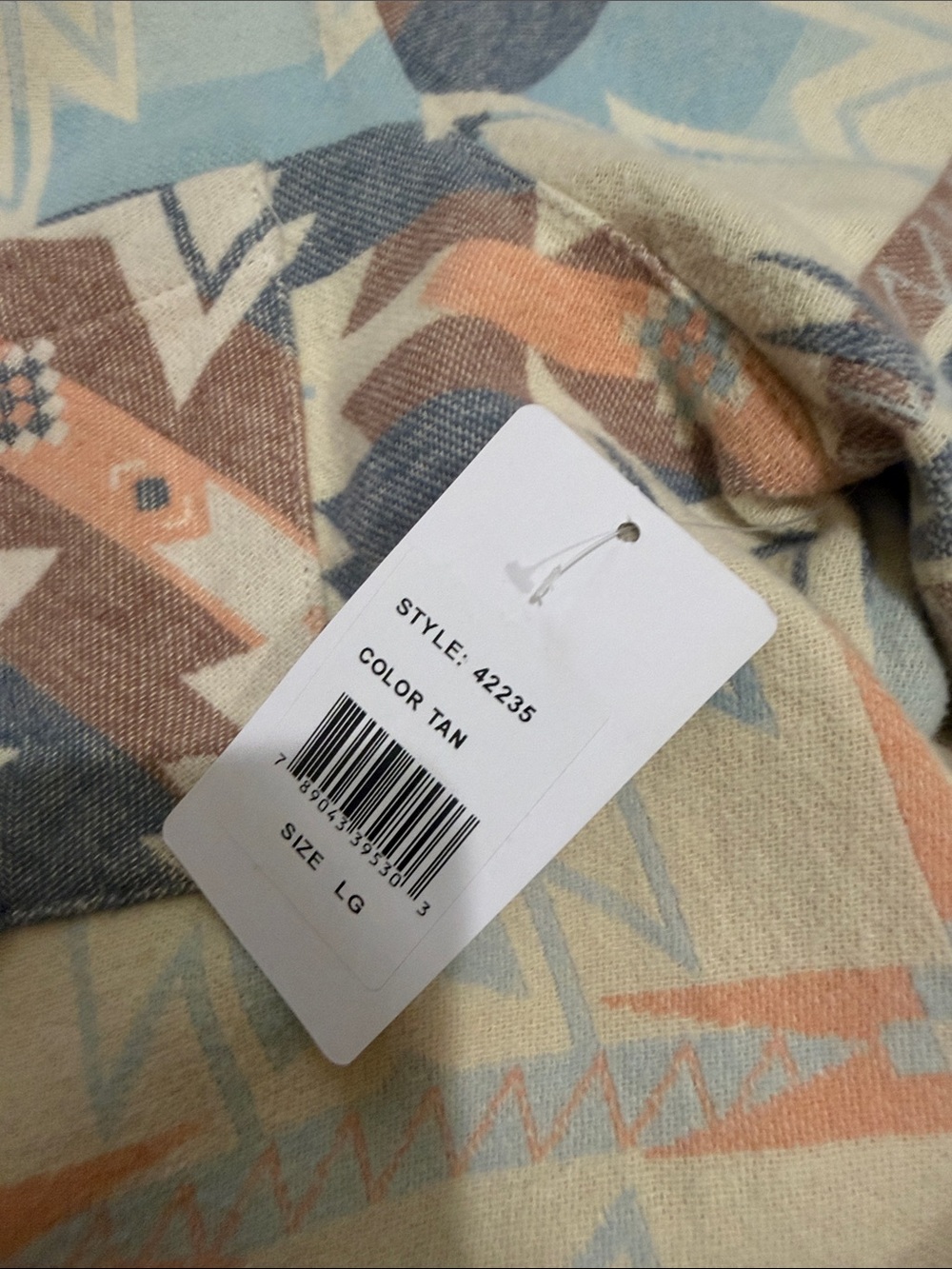 Women’s Aztec Print Button-Up Shirt Jacket in Cream & Blue - Picture 5 of 5